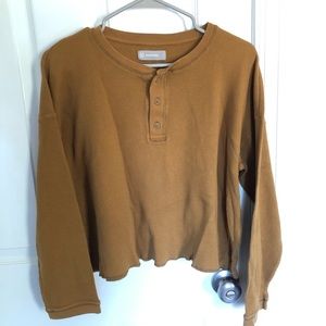 Everlane Cropped Waffle Knit Henley